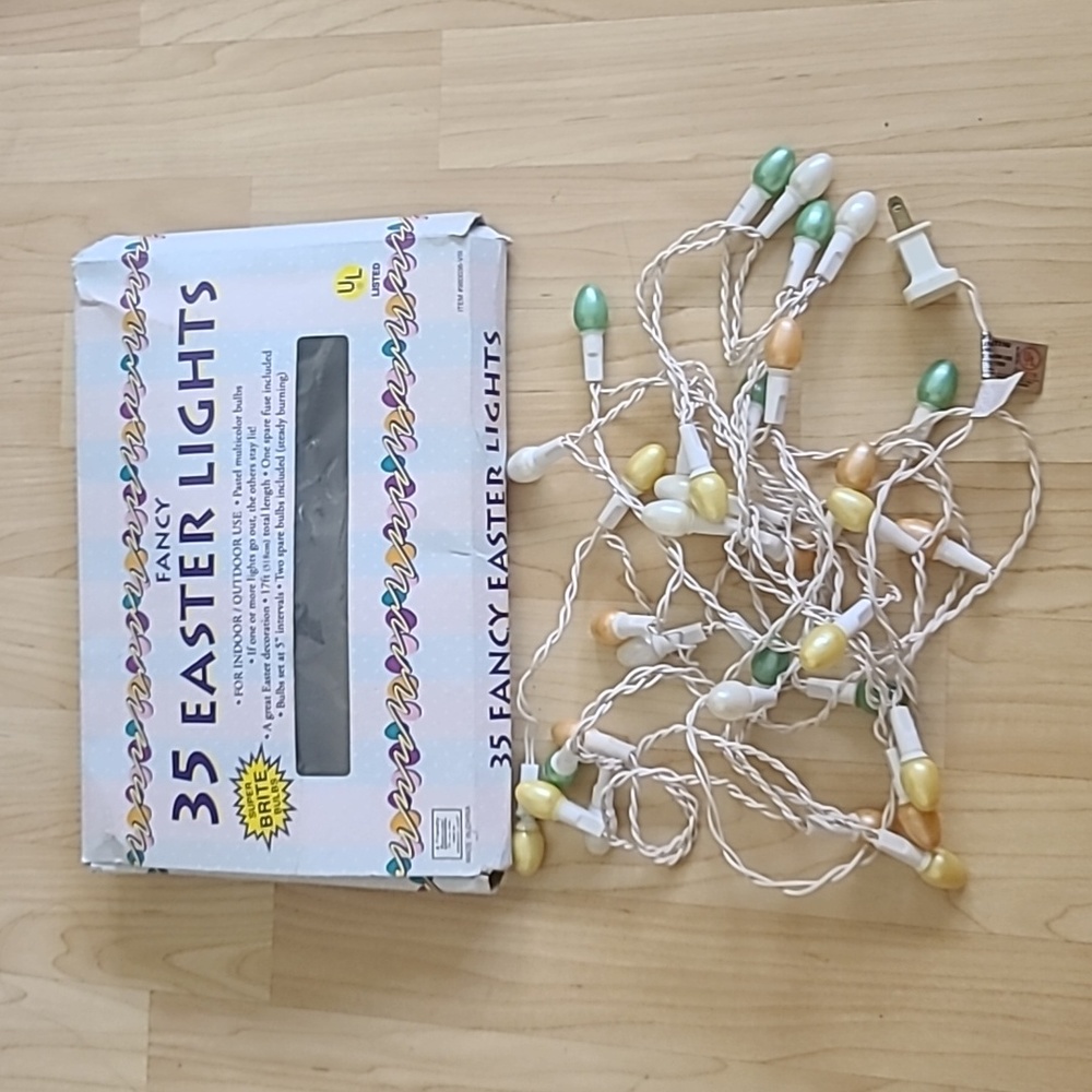 Vintage Easter Pastel Pearl Eggs String Lights 25ft 35 Lights